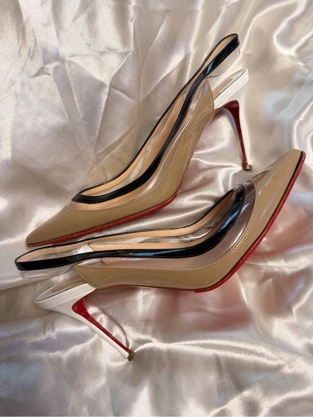 Christian Louboutin Paulina Slingback Pumps — Beige, Black, & White - Picture 5 of 5